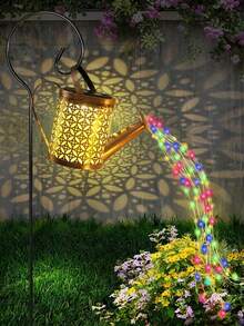 1 pieza Luces de cadena de regadera solar, luces de tetera de metal retro, luces de decoración de jardín exterior, luces solares para senderos, césped, patio y terraza, iluminación empotrada - monedas de cobre - Ver 13