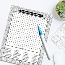 1pc 2026 New Word Search Book, Interesting Word Puzzle Book, Creative Small Game, Unique Word Search Experience, Suitable For Adults And Teenagers (Pen Not Included) - Black and White - View 3