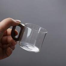 Bộ 6 cốc thủy tinh borosilicate cao cấp 100ml với tay cầm bằng gỗ óc chó - Chịu nhiệt, dùng được trong máy rửa chén, cốc trà nhỏ, cốc cà phê tay cầm bằng gỗ óc chó, thích hợp cho văn phòng, cắm trại, ăn uống và nhiều dịp khác. - Nhiều màu - Xem 3