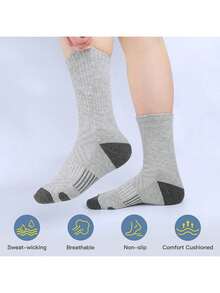 1/5 Pairs Of Men's Outdoor Sports Socks, Breathable, Odor-Resistant, Comfortable, Suitable For Summer Outdoor Sports, Long Socks, Black, Mid-Calf Socks - Multicolor - View 10