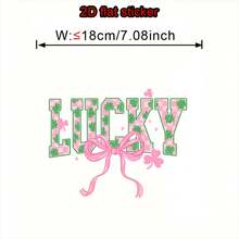 1pc Pink Clover & Bow Heat Transfer Sticker, Durable Vinyl, Fresh & Cute Style, Suitable For Heat Pressing On T-Shirts, Hoodies, Jeans, Jackets, Backpacks, Pillows, Etc. - L - View 3