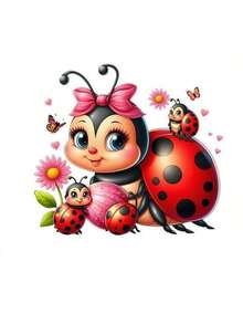 1pc/2pcs/3pcs Cute Ladybug Pattern Heat Transfer Stickers, Suitable For DIY T-Shirts, Jeans, Pillows, Backpacks, Hats And Sofa Covers, Waterproof, Fade-Resistant, Durable Plastic Stickers, Fun Patterns, Fabric Decoration, Clothing Embellishment, Crafts Hobby - L - View 1