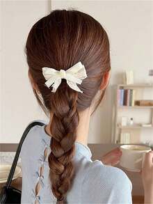 1-10个装 超仙气蕾丝蝴蝶结发夹 女士洛丽塔侧夹 刘海夹 甜美马尾夹 - 蕾絲-雙層米色髮夾 - 查看 8