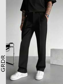 GRDR | 男士休闲裤，春夏时尚 | 百搭简约修身西装裤 | 垂坠感好，抗皱透气 - 黑色 - 查看 1