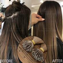 Thick Nano Ring Loop 100% Human Remy Hair Pre Bonded Keratin Fusion Tip Micro Bead Hair Extensions 1g/Strand 50g/Set Straight 14"16"18"20"22"24" #24 Natural Blonde #27 Dark Blonde #60 Platinum Blonde #613 Bleach Blonde - #613 Bleach Blonde - 查看 9