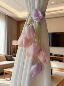 Two Sets Of Tulip Curtain Ties For Moving Into A New Home, Perfect As Gifts For A Wedding Or Housewarming Decoration, Including Curtain Tie Ropes And Storage Cords - Multicolor - View 6