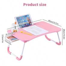 Folding Laptop Table Stand Bed Tray Sofa Lap Computer Desk Notebook Breakfast UK - Pink - View 11