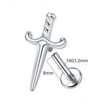 SWANJO 1 pieza Pendientes de botón con forma de titanio para mujer, con rosca interna para piercing de trago y hélix, joyería corporal - TC356 - Ver 3