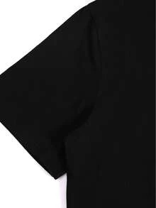 Plus Size Rose And Newspaper Pattern T - Shirt - 100% Cotton Round Neck For Men Gifts, Big And Tall Men Clothing - màu đen - Xem 3