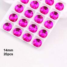 14毫米，20颗/包，扁平双孔精致玻璃水钻，圆形，适用于缝制婚纱、手提包、鞋子装饰、珠宝制作配件 - 14mm 20pcs - 查看 36