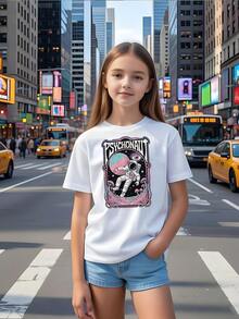 Estilo Urbano Playera Niña 5-13 Años, Estampado Astronauta y Hongos |   Prenda Casual Moda, para Uso Diario y Regalos |   Ropa de niña, Ropa de niño, Conjuntos para niña - Blanco - Ver 7