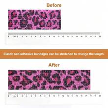 5 Rolls Purple Leopard Print Self-Adhesive Elastic Bandage - Suitable For Football, Basketball, Fitness And Various Sports - Multicolor - View 4