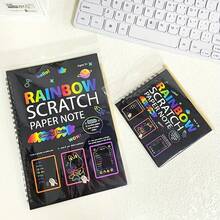 Zestaw narzędzi do malowania metodą Scratch Art, żywe, kreatywne dekoracje do domu DIY, idealny prezent dla miłośników rękodzieła, wysokiej jakości materiały, prezent artystyczny | Kartki dekoracyjne | Kolorowy papier do scrapbookingu - Wielokolorowe - Zobacz 12