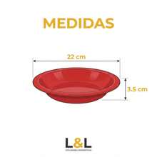 Set Of 10 Round Plastic Deep Plates For Meals - Red - View 4
