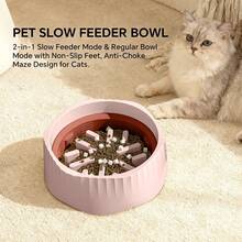 2-In-1 Convertible Slow Feeder & Regular Pet Bowl For Cats & Small Dogs, Non-Slip Interactive Puzzle Food Dish With Dual Modes. - One Size - View 11