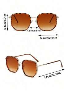 1pc Retro Street Style Polycarbonate Fashion Fashion Glasses, Four Seasons Basics Fall Winter Women Outfits Clothes Business Casual Gifts Leopard - màu nâu - Xem 3