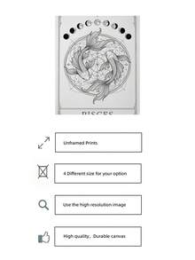 1 Stück rahmenloses Fische Sternzeichen Tarot Kunstdruck, Illustration der Zwei Fische Konstellation mit Sternenhimmel, Schwarz-Weiß Himmelskörper Poster für Schlafzimmer, Wohnheim, Wohnzimmer Dekoration, Rückkehr zur Schule, ausgefallene Poster, einzigartiges Geschenk - rahmenlos - Übersicht 6