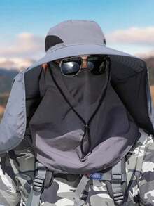 1 st. herr sommarsolhatt, solskyddshatt för utomhusfiske med ansiktsmask, UV-skyddande - hinkhatt - Visa 2