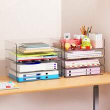 4 Pack A4 Acrylic Letter Tray – Stackable Document Organiser, Transparent Premium Clear Filing Organizer Trays For Magazines, Notes, A4 Size File Paper(Sturdy Design) - View 6