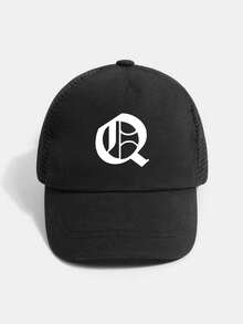 1顶个性化字母网眼棒球帽（1-3岁） - 字母可选A-Z，婴幼儿男女童休闲沙滩旅行防晒帽 - 黑色 - 查看 50