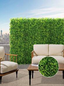 1株人造香叶木篱笆，25x25厘米/10x10英寸，绿色装饰，人造植物，仿真植物，秋季装饰，房间、书桌、花园装饰，抗紫外线 - 綠色 - 查看 7