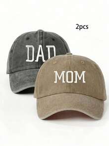 1/2pcs Embroidered "Dad/Mom" Classic Washed Baseball Cap, Suitable For Couples, Women Sun Hat, Trucker Hat, For Beach, Fishing, Party, Golf, Country, Birthday, Retro, Y2K Style, Gift For Friends,Holiday,Travel - Baseball Cap - View 6