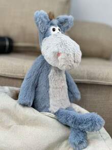 15.75 Inch/40cm Super Soft Plush Donkey Doll - Hazy Blue Plush Animal, Big Eyes, Fluffy Tail, Exquisite Craftsmanship, Cute Cartoon Plush Doll, Suitable For Children And Adults As Gifts, Home Decor, Birthday Gifts, Super Soft Short Plush Material, Skin-Friendly And Comfortable - Dusty Blue - View 6