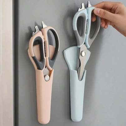 Multi Functional Kitchen Scissors, Magnetic Stand, Stainless Steel Sharp Blades For Cutting Food, Meat, And Fish - Comfortable To Grip, Detachable, And Easy To Clean Design