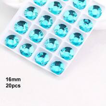 16mm, 20pcs/Pack, Flat Double-Hole Exquisite Glass Rhinestones, Round Shape, For Sewing Wedding Dresses, Handbags, Shoes Decoration, Jewelry Making Accessories - 16mm 20pcs - View 27