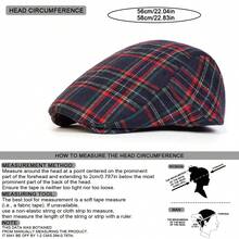 1 件男士复古格子报童帽网格贝雷帽，透气休闲户外防晒司机帽，适合春秋季街头派对 - 彩色 - 查看 2