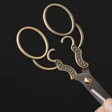 A Vintage Copper-Colored Stainless Steel Scissors With A Floral Pattern And Blue-Green Tassels, Suitable For Embroidery, Cutting, Home And Office Use, Craft Cutting Tool | Exquisite Handle, Sewing Additions - Multicolor - View 8