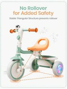 Besrey Colorful Lighting Toddler Tricycle For Ages 18 Months To 5 Years, Toddler Bike With Bell, Kids Tricycle, Gift For 2-5 Year Olds, Toy For Boys And Girls, Tricycle For Toddlers - Green - View 5