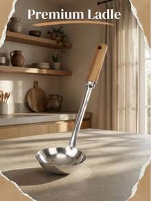 一套玫瑰木柄不锈钢厨房用具（汤勺、滤勺、漏勺）：握感舒适，外观优雅，易于清洁和收纳。适用于厨房烹饪、汤/水过滤、倾倒、翻炒等。是日常家常菜的理想之选，尤其适合中式炒菜。厨房必备工具。 - 彩色 - 查看 1