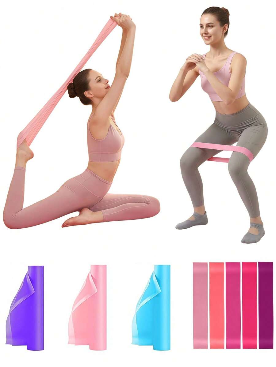 1pc/5pcs Multi-Color Elastic Resistance Bands, Yoga Stretch Bands, Fitness Workout Bands, Suitable For Yoga, Gym, Strength Training, Home Exercise