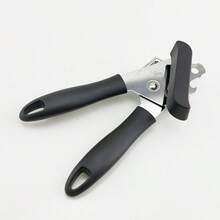 1pc Multi-Function Manual Can Opener/Bottle Opener - Classic Design, Easy To Use, No Sharp Edges, Durable Stainless Steel Blade And Cutting Wheel, Smooth Cutting Edge, Extra Large Knob For Easy Turning, Ergonomic Soft Rubber Handle, Versatile Kitchen Tool - Black - View 12