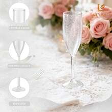 Plastic Champagne Flutes Blue Set Of 12, Acrylic Glasses Goblets Cups Toasting Shatterproof Reusable Flute, For Wedding Party Mimosa Bar Anniversary Christmas Birthday - 查看 2