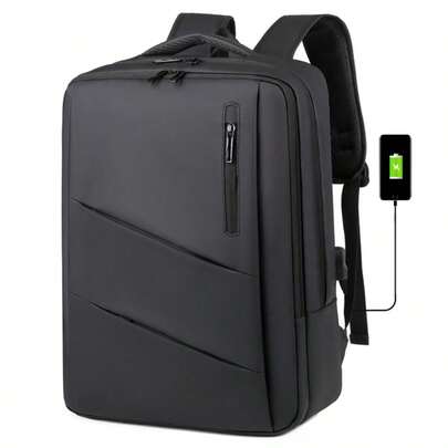1pc New Large Capacity Backpack, Oxford Cloth Business Travel Laptop Backpack, Expandable Waterproof Commuter Bag, Unisex