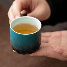 1个2.03盎司陶瓷复古小咖啡杯，办公水杯，木柄茶杯，手工茶/咖啡杯，生日礼物 - 彩色 - 查看 5