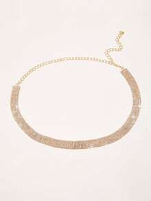 1pc Women's Rhinestone Decor Waist Chain - Gold - View 5