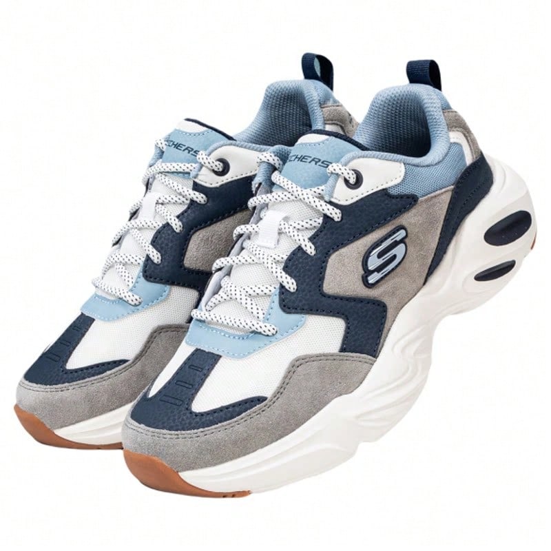 Skechers D'LITES 男士休闲系带运动鞋,舒适日常休闲运动鞋 237236-NVGY - 海軍藍色/灰色 - 查看 1