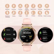 Damen Smartwatch, 1,32-Zoll AMOLED Vollbildschirm, kabellose Anrufe, über 100 dynamische Modi, Foto-Steuerung, Menstruations-Erinnerung, Sitzend-Erinnerung, Informations-Push, Schrittzähler, Trainingsaufzeichnung, Kalorienverbrauch, Damen Uhr, Damen Uhr, Smartwatch - Übersicht 8