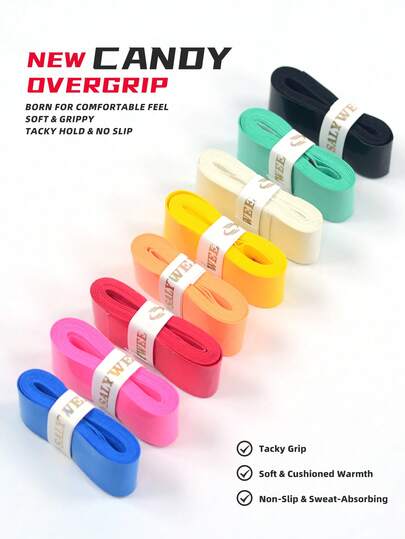 SALYWEE Professional Racket Overgrip | Moisture-Wicking PU Random Macaroon Colors | Individually Candy-Wrapped | Anti-Slip & Shock Absorption | Grip Tape Wide/Long For Badminton & Tennis & Squash Rackets