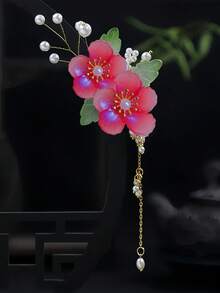 1个复古春夏粉色樱花流苏发夹，不褪色，长10厘米，时尚发饰，优雅时尚发爪，适合女性和女孩，日常装饰发髻、马尾辫、侧刘海，头部配饰，情人节配饰，女士发饰，发夹 - 彩色 - 查看 31