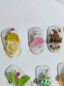 1 pieza Molde de arte de uñas con forma de fruta linda, mini tomate, tomate cherry, fresa, arándano, naranja, limón, molde de silicona transparente - transparente - Ver 8