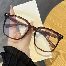 1个女士素面铆钉眼镜框，搭配修饰脸型的透明镜片眼镜 - 紫紅色 - 查看 5