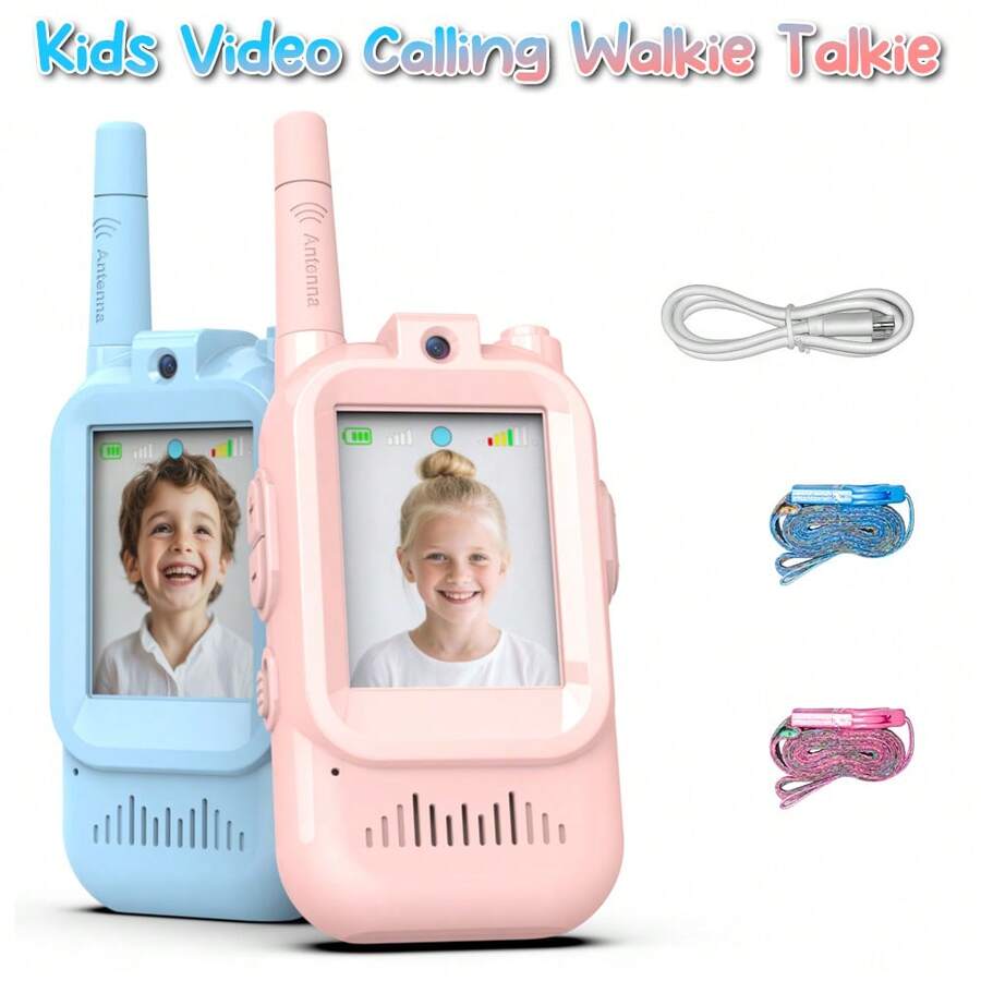2pcs/Set Rechargeable Kids Walkie Talkie Toy With Camera And Screen, Suitable For 3-12 Years Old Boys And Girls
