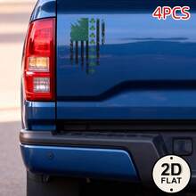 4pcs Car Stickers And Decals, Car Window Decals Vinyl,  American Flag With Camouflage Pattern Automotive Decals,Funny Bumper Stickers - A - 查看 2