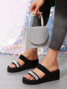 夏季新款串珠双带透气软底沙滩凉鞋 - 黑色 - 查看 2