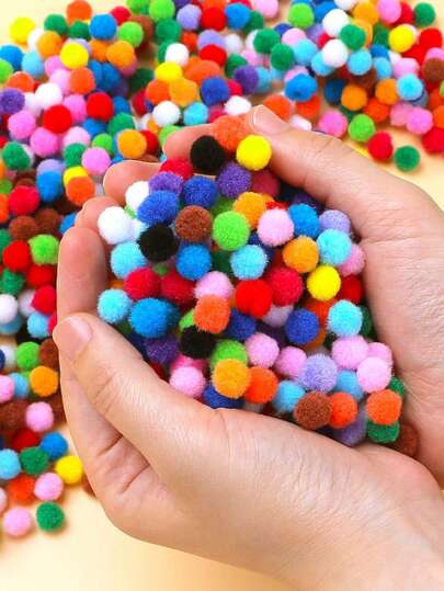 500pcs Multi-Color DIY Fluffy Pom Poms - Soft Nylon Party Decorations, Suitable For Crafts, Home Decor, Various Color Pom Pom Handmade Crafts And Holiday Celebrations, Holiday Decorations | Vibrant Colors | Nylon Pom Poms, DIY Craft Decorations 100/200/500pcs