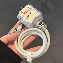 Ống bảo vệ cáp sạc hình mèo hoạt hình đen trắng dễ thương bằng silicon, phù hợp với bộ sạc 18W và 20W, chống gãy và trầy xước, quà tặng sinh nhật cho phụ nữ. - Nhiều màu - Xem 4